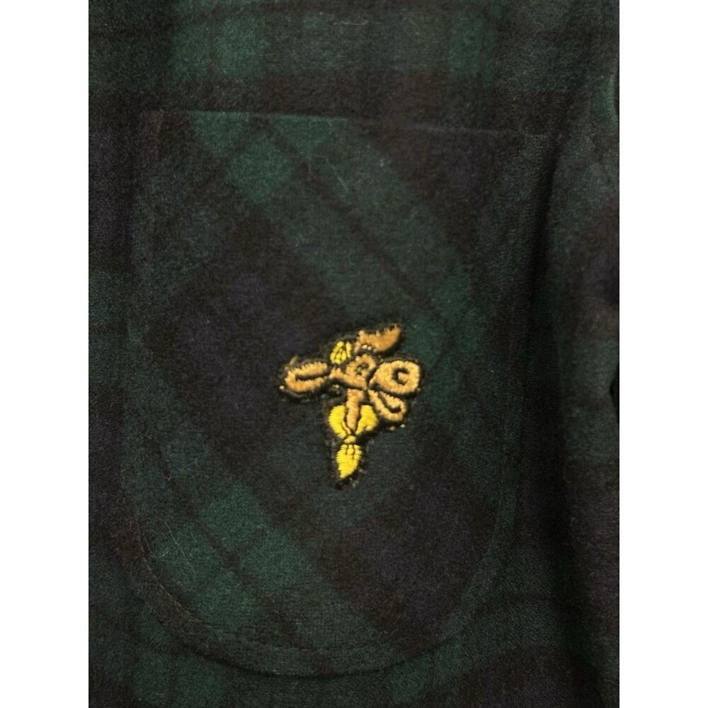 Vtg Pendleton Blazer Jacket Large Green Blue Tartan Plaid Virgin Wool Crest - Picture 3 of 10